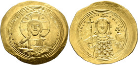 Constantine IX Monomachus, 1042-1055. Histamenon (Gold, 28 mm, 4.40 g, 6 h), Constantinopolis. +IhS XIS RЄX RЄςNANTIҺm Nimbate bust of Christ facing, ...