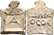 WESTERN ASIA MINOR. Uncertain, 2nd-3rd centuries. Weight of 1 Ounkia (Lead, 41x32 mm, 26.09 g, 12 h), Demosthe(nes). Large A within linear square; abo...