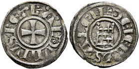 CRUSADERS. Latin Kingdom of Jerusalem. Baldwin III, 1143-1163. Denier (Silver, 17 mm, 0.91 g, 2 h). ✠BALDVINVS⁝REX Cross pattée within circle. Rev. ✠D...
