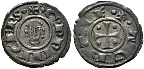CRUSADERS. Principality of Achaea. Guillaume II de Villehardouin, 1246-1278. Denier (Billon, 17 mm, 0.88 g, 12 h). •✠•G•PRINCEPS Bare head of Guillaum...