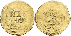 ISLAMIC, Mongols. Great Khans. Uncertain rulers, AD 1220s-1230s. Dinar (Gold, 23 mm, 4.44 g, 10 h), Bukhara. Within a circle, ‘Bukhārā / lā ilāha illā...