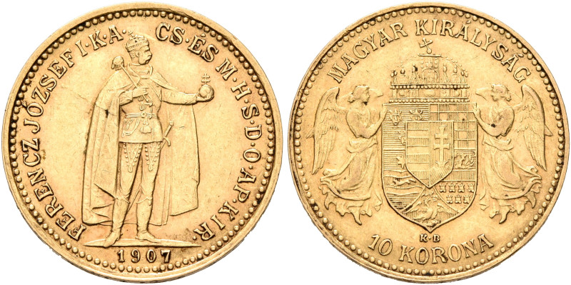 AUSTRIA. Kaisertum Österreich-Ungarn. Franz Josef I, 1867-1916. 10 Korona 1907 K...