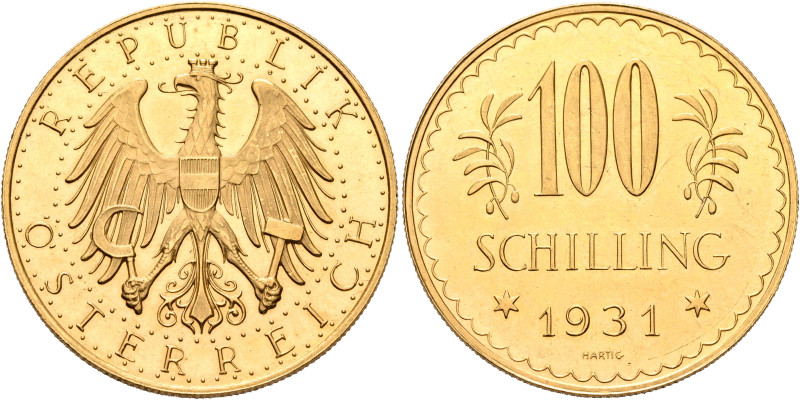 AUSTRIA. First Republic. 1918-1938. 100 Schilling 1931 (Gold, 33 mm, 23.54 g, 12...