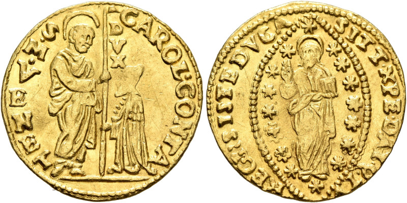 ITALY. Venezia (Venice). Carlo Contarini, 1655-1656. Zecchino (Gold, 21 mm, 3.47...