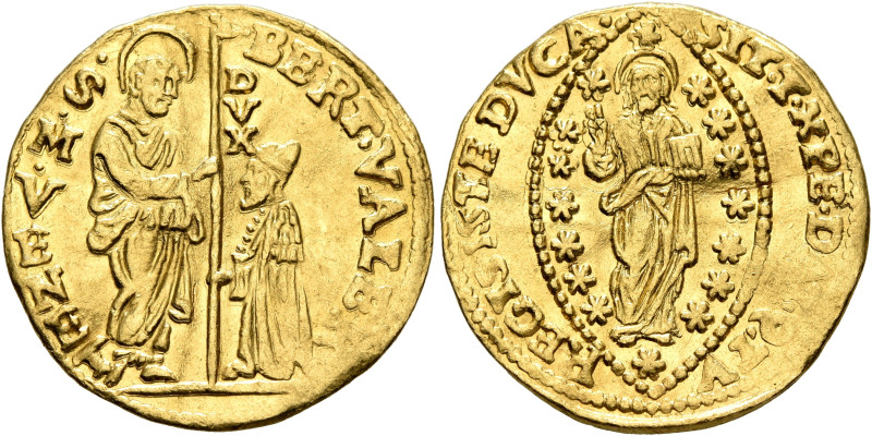 ITALY. Venezia (Venice). Bertuccio Valiero, 1656-1658. Zecchino (Gold, 21 mm, 3....