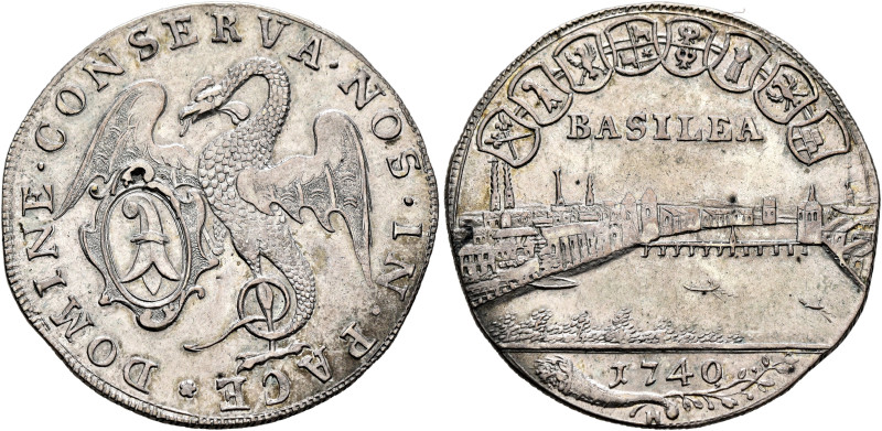 SWITZERLAND. Basel, Stadt. 1/4 Taler 1740 (Silver, 28 mm, 6.83 g, 12 h). ✱DOMINE...