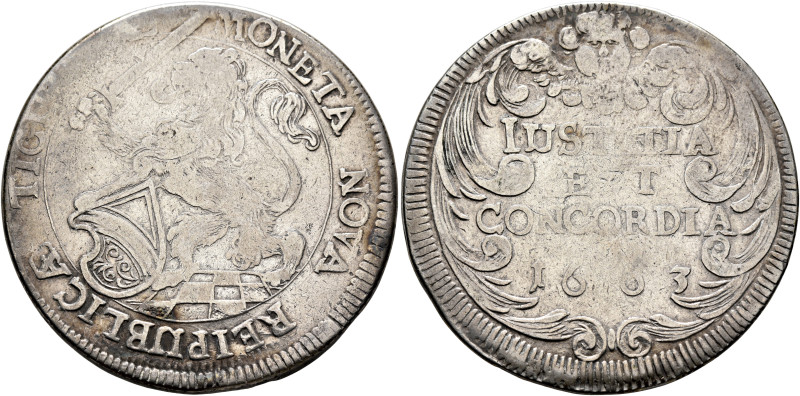 SWITZERLAND. Zürich. Stadt. Taler 1663 (Silver, 41 mm, 27.19 g, 12 h). MONETA NO...