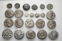 A lot containing 23 silver and bronze coins. Including: Greek and Roman Provincial. Fine to very fine. LOT SOLD AS IS, NO RETURNS. 23 coins in lot.
...