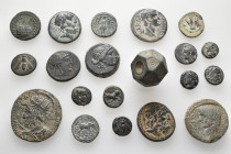 A lot containing 19 bronze coins. Including: Greek, Roman Provincial and Islamic. Fine to very fine. LOT SOLD AS IS, NO RETURNS. 19 coins in lot.

...