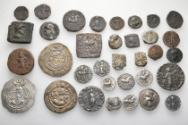 A lot containing 34 silver and bronze coins. Including: Oriental Greek and Central Asia. Fine to very fine. LOT SOLD AS IS, NO RETURNS. 34 coins in lo...