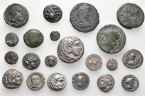 A lot containing 21 silver and bronze coins. Including: Celtic, Greek, Roman Provincial. Fine to very fine. LOT SOLD AS IS, NO RETURNS. 21 coins in lo...
