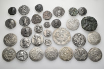 A lot containing 31 silver and bronze coins. Including: Oriental Greek and Central Asian. Fine to extremely fine. LOT SOLD AS IS, NO RETURNS. 31 coins...