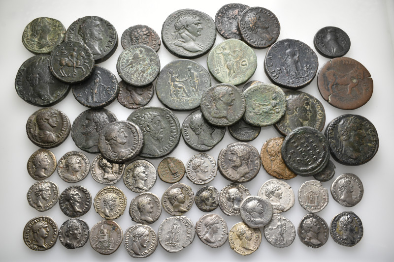 A lot containing 59 silver and bronze coins. All: Roman Imperial. Fair to very f...