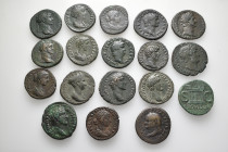 A lot containing 18 bronze coins. All: Roman Imperial. Middle bronzes. Fine to very fine. LOT SOLD AS IS, NO RETURNS. 18 coins in lot.


From a Eur...