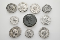 A lot containing 10 silver and bronze coins. All: Roman Imperial. Very fine to about extremely fine. LOT SOLD AS IS, NO RETURNS. 10 coins in lot.

...