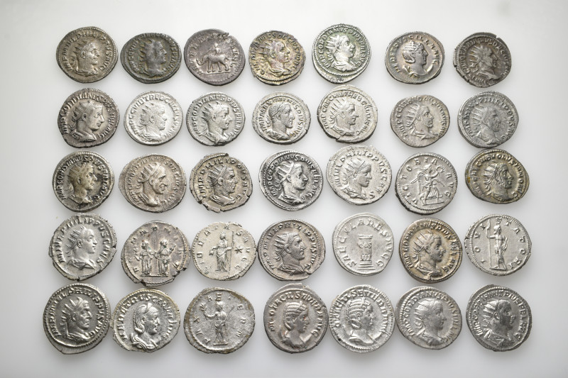 A lot containing 35 silver coins. All: Roman Imperial. About very fine to good v...