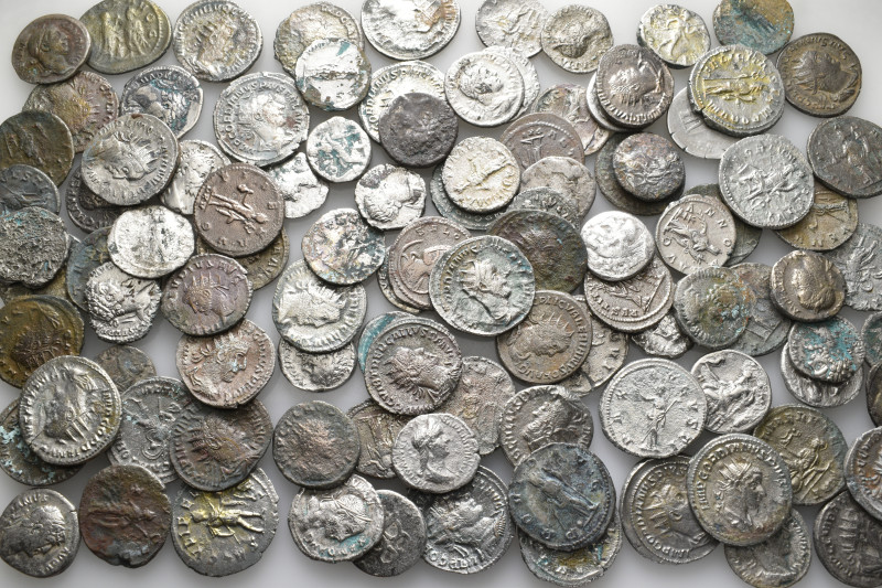 A lot containing 102 silver coins. All: Roman Imperial. Fair to fine. Harshly cl...