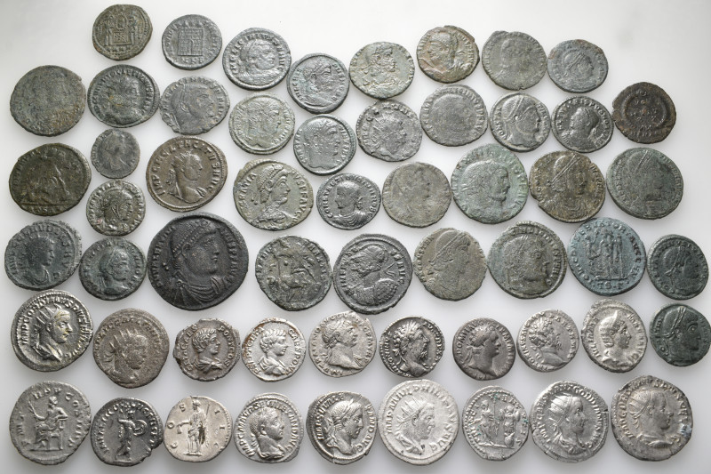 A lot containing 56 silver and bronze coins. All: Roman Imperial. Fine to very f...