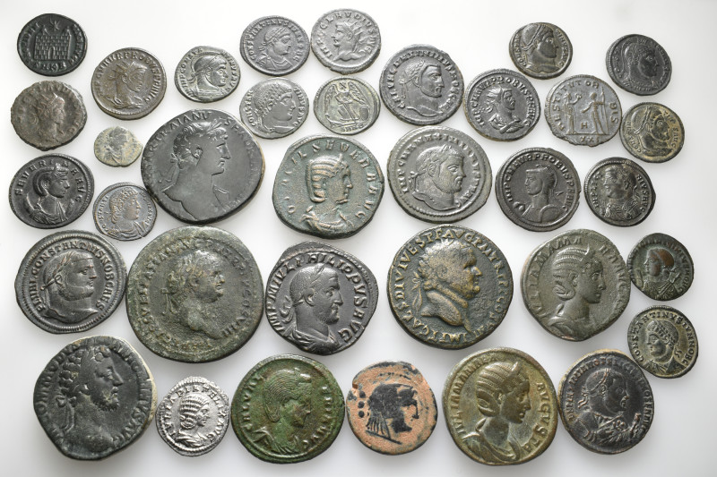 A lot containing 35 silver and bronze coins. Including: Roman Republic and Roman...