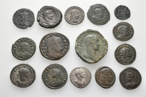 A lot containing 15 silver and bronze coins. Including: Roman Provincial and Roman Imperial. Fine to very fine. LOT SOLD AS IS, NO RETURNS. 15 coins i...