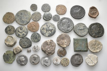 A lot containing 36 silver, bronze coins and lead seals. Including: Greek, Roman Imperial, Byzantine, Medieval and Islamic. Fine to very fine. LOT SOL...