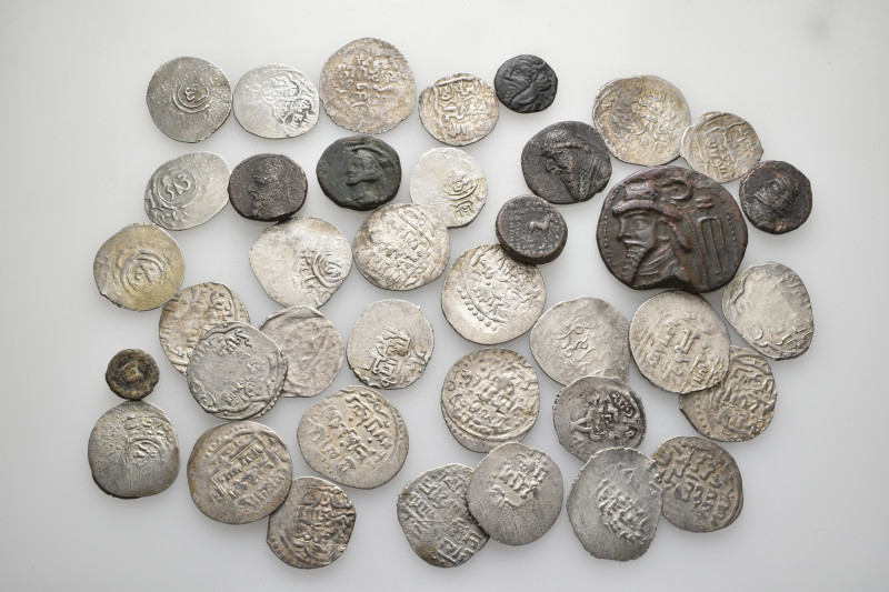 A lot containing 38 silver and bronze coins. Including: Oriental Greek and Islam...