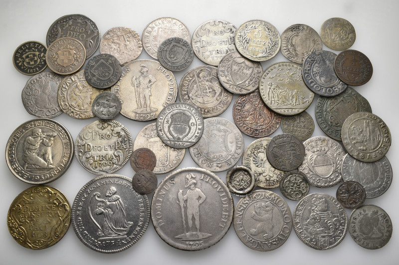 A lot containing 44 silver, billon and bronze coins. Mostly: Switzerland. 'Kanto...