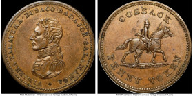 Lower Canada "Wellington / Cossack" Penny ND (1813) AU58 Brown NGC, WE-13, Br-985. These tokens were struck in 1813 as a souvenir of the visit by a Ru...