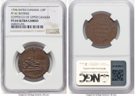 Copper Company of Upper Canada bronze Proof Restrike 1/2 Penny 1794-Dated PR64 Ultra Cameo NGC, Br-721, PF-5C. Plain edge. Medal alignment. A gorgeous...