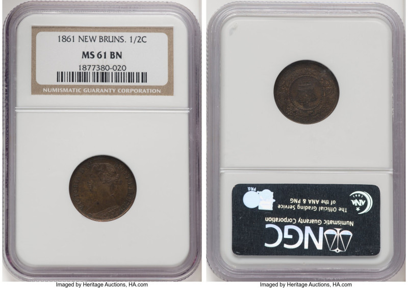 New Brunswick. Victoria 1/2 Cent 1861 MS61 Brown NGC, London mint, KM5. HID09801...