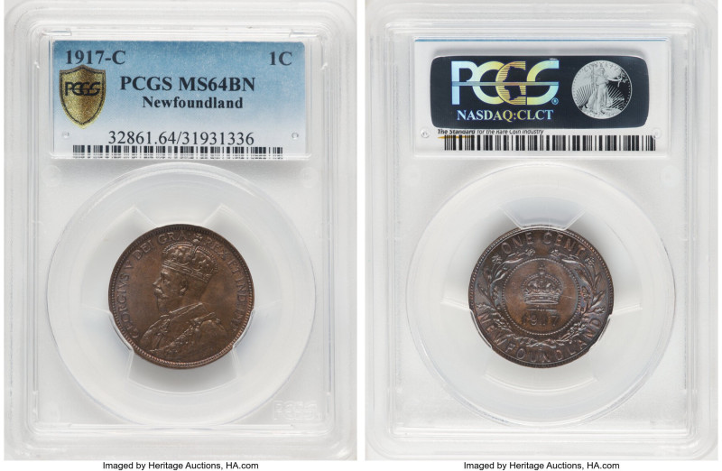 Newfoundland. George V Cent 1917-C MS64 Brown PCGS, Ottawa mint, KM16. HID098012...