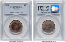 Victoria Cent 1858 MS63 Red and Brown PCGS, London mint, KM1. This first-year date representative has an impressive grade label, but the appearance is...