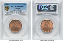 Victoria Cent 1887 MS65 Red PCGS, London mint, KM7. A gorgeous example of this date, bright red with beaming, cartwheel luster. Ex. Landon Collection ...