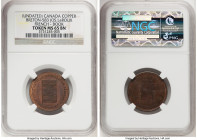 Victoria copper "Joseph LeRoux" Token ND (c. 1891) MS65 Brown NGC, Breton-585. French inscriptions. Obv: book at center with LE MÉDAILLEUR DU CANADA P...