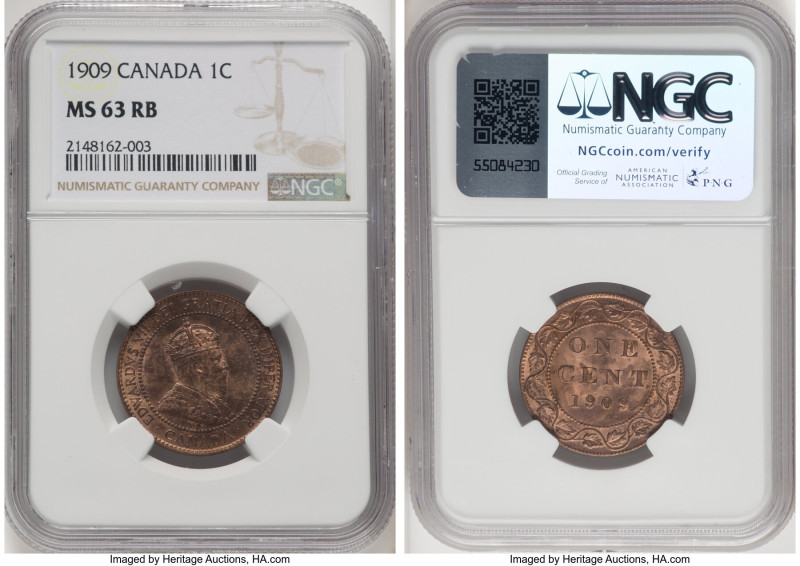 Edward VII Cent 1909 MS63 Red and Brown NGC, Ottawa mint, KM8. HID09801242017 © ...