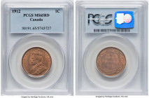 George V Cent 1912 MS65 Red PCGS, Ottawa mint, KM21. The luster on this impressive Gem piece is more matte-like than brilliant, but the tan/red color ...