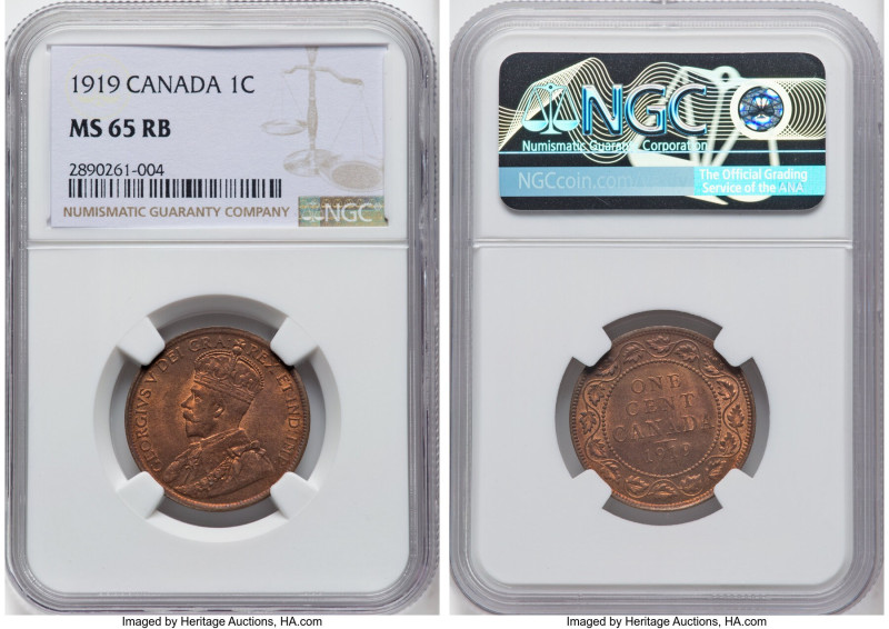 George V Cent 1919 MS65 Red and Brown NGC, Ottawa mint, KM21. HID09801242017 © 2...