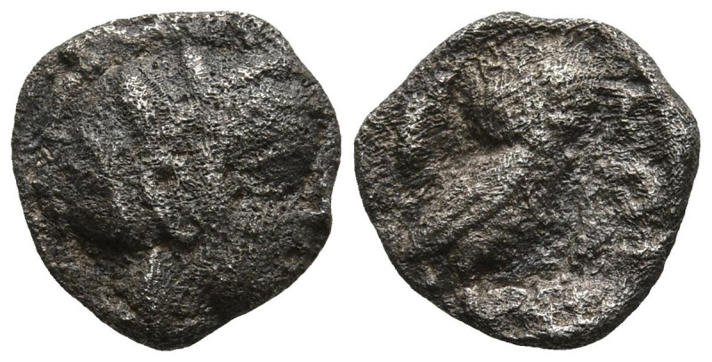 ATTICA. Athens. (Circa 454-404 BC).
AR Obol (8mm 0.51g)
Obv: Helmeted head of ...