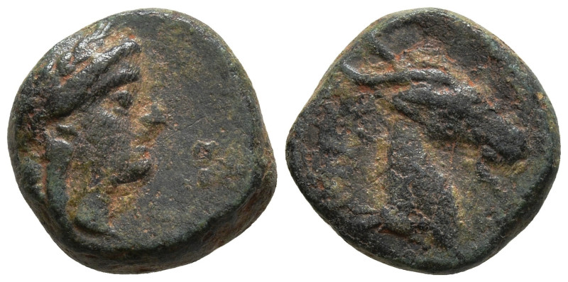 AEOLIS. Aigai. (Circa 4th-3rd centuries BC).
AE Bronze (10.3mm 1.28g)
Obv: Lau...