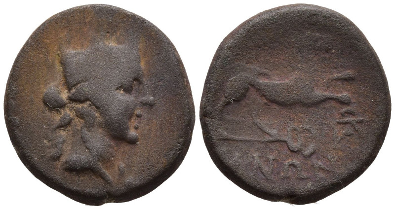 PHRYGIA. Amorion. (2nd-1st century BC)
AE Bronze (15mm 3.23g)
Obv: Turreted he...