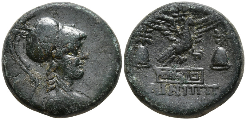 Phrygia, Apameia (Circa 88-40 BC)
AE Bronze (22.2mm 8.36g)
Obv: Helmeted bust ...