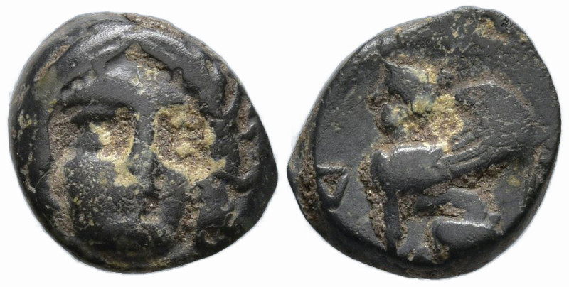 CARIA. Kaunos. (Circa 390-370 BC)
AE Chalkous (9.9mm 0.92g)
Obv: Laureate head...