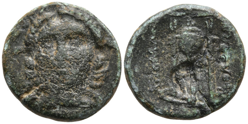 IONIA. Kolophon. (Circa 190-30 BC).
AE Bronze (22.5mm 4.05g)
Obv: Laureate hea...