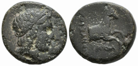 IONIA. Kolophon. (Circa 360-330 BC). Dionysos, magistrate.
AE Bronze (12.7mm 1.88g)
Obv: Laureate head of Apollo right.
Rev: ΔIONYΣIOΣ / KO. Forepa...