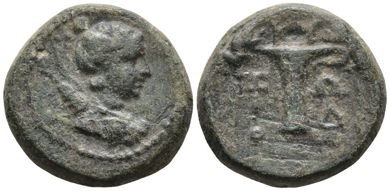 AEOLIS. Kyme. (1st-2nd centuries BC)
AE Bronze (16.62mm 3.72g)
Obv: Draped bus...