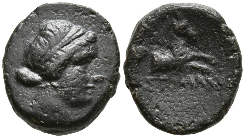 AEOLIS. Kyme. (Circa 250-200 BC). Aristomachos, magistrate.
AE Bronze (15.2mm 3...