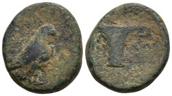 AEOLIS. Kyme. (Circa 320-250 BC).
AE Bronze (11.4mm 1.14g)
Obv: Eagle standing right with closed wings.
Rev: K - Y. One-handled cup.