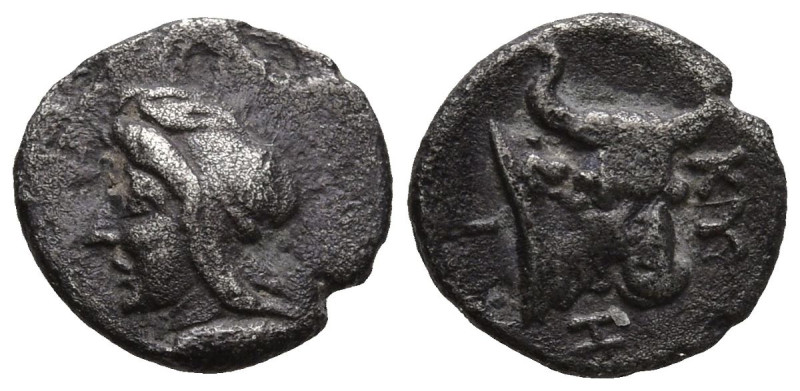 MYSIA. Kyzikos. ( Circa 450-400 BC).
AR Hemiobol (8mm 0.32g)
Obv: Head of Atti...
