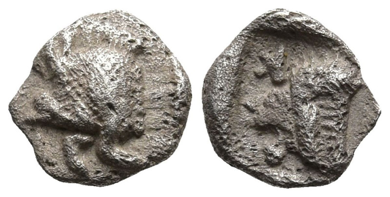 MYSIA. Kyzikos. (Circa 450-400 BC).
AR Tetartemorion (5.9mm 0.16g)
Onb: Forepa...