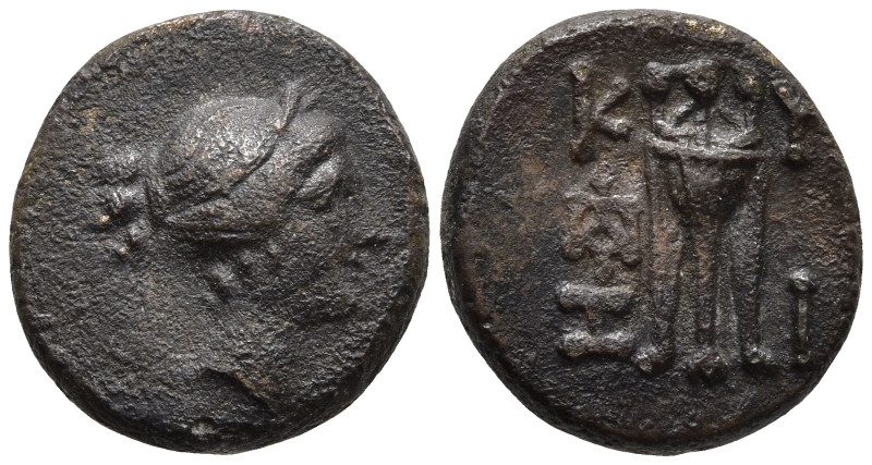 MYSIA. Kyzikos. (Circa 200-50 BC)
AE Bronze (12.8mm 2g)
Obv: Head of Kore Sote...